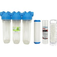 Atlas 10 Inç Dp Üçlü Trıo Housıng 1'' Dolu Filtre Kabı - Yıkanabilir, 5 Mikron, Silifoz