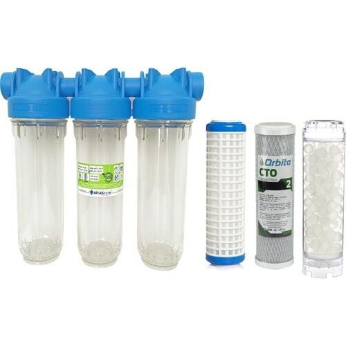 Atlas 10 Inç Dp Üçlü Trıo Housıng 1'' Dolu Filtre Kabı - Yıkanabilir, CTO, Silifoz