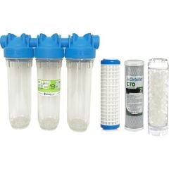 Atlas 10 Inç Dp Üçlü Trıo Housıng 1'' Dolu Filtre Kabı - Yıkanabilir, CTO, Silifoz