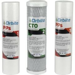 Orbita 10'' 5 Mikron Cto 1 Mikron Üçlü Açık Kasa Arıtma Filtre Seti