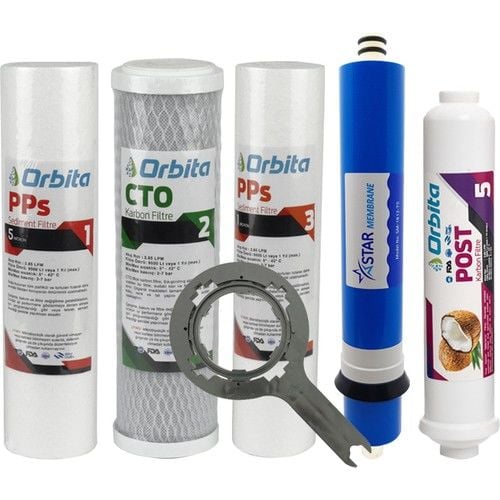 Orbita 10'' 5'li Filtre Seti - 5 Mikron, Cto, 1 Mikron, Star Membran, Post Karbon,anahtar